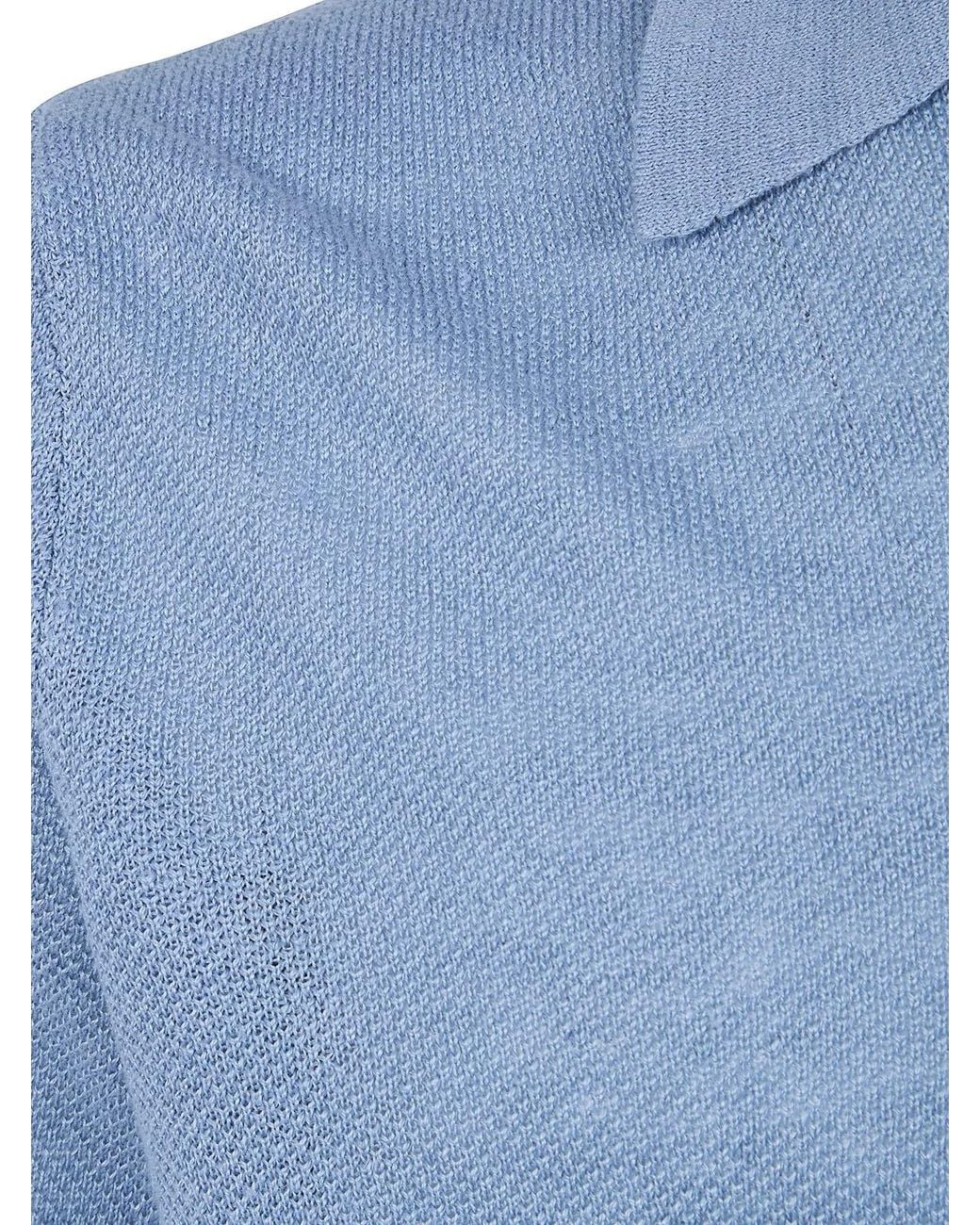 Nuur Blue Short Sleeved Polo Neck Piquet Stitch T-Shirt for men