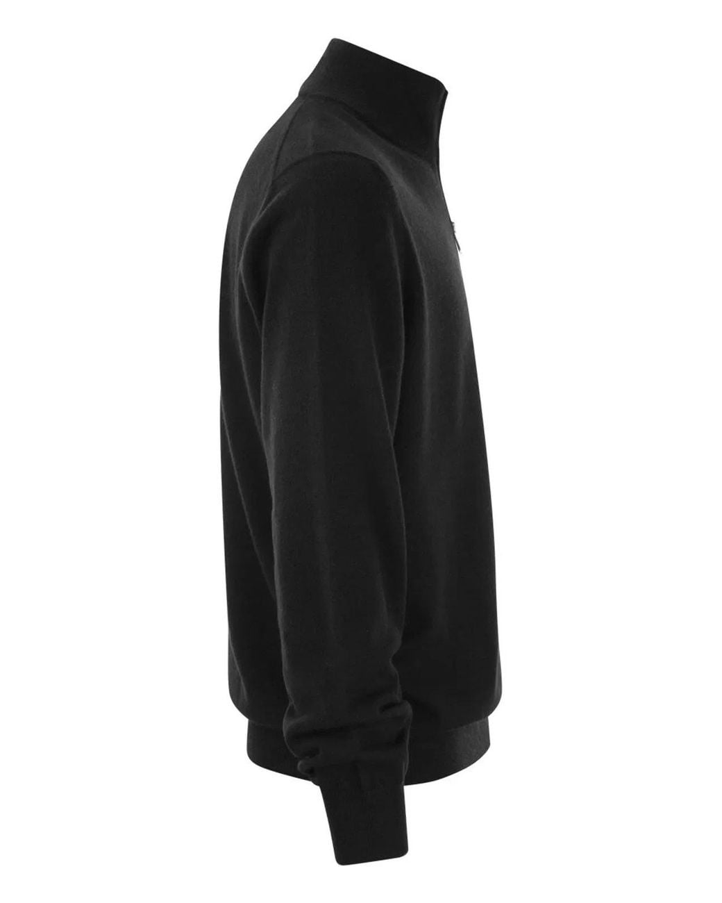 Brunello Cucinelli Black Cashmere Turtleneck Sweater With Zip for men