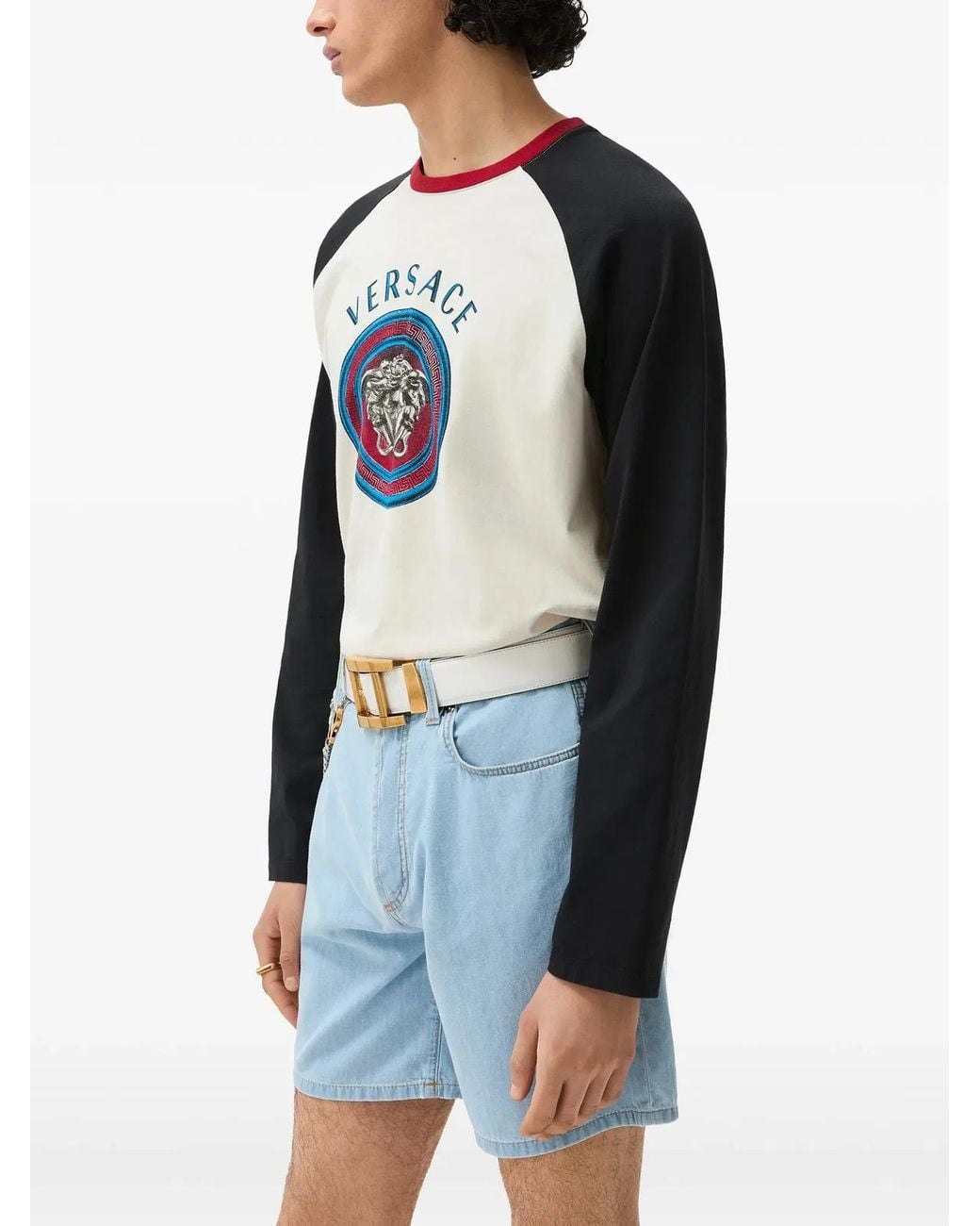 Versace Black Regular-Fit Cotton Jersey T-Shirt With Print for men