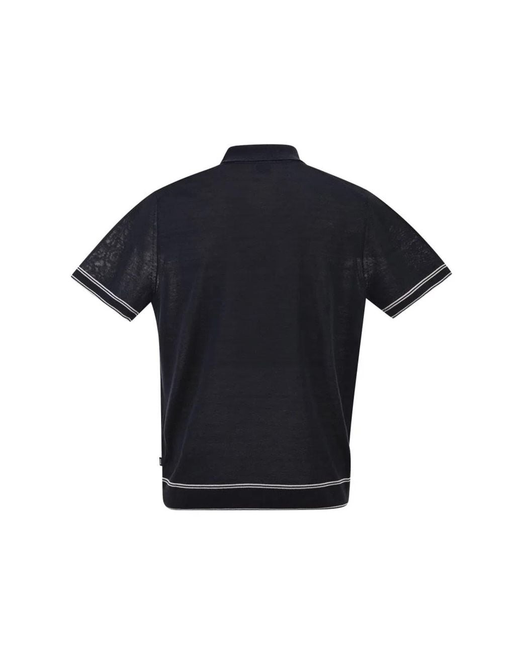 Boss Blue Linen And Viscose Polo Shirt With Zip And Contrast Trims for men