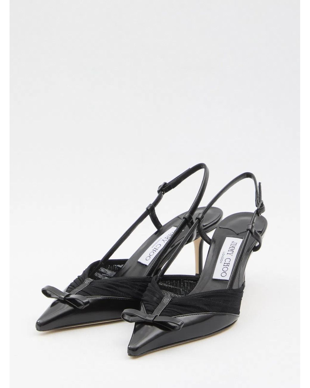 Jimmy Choo Black Afia Mesh Slingback Pumps