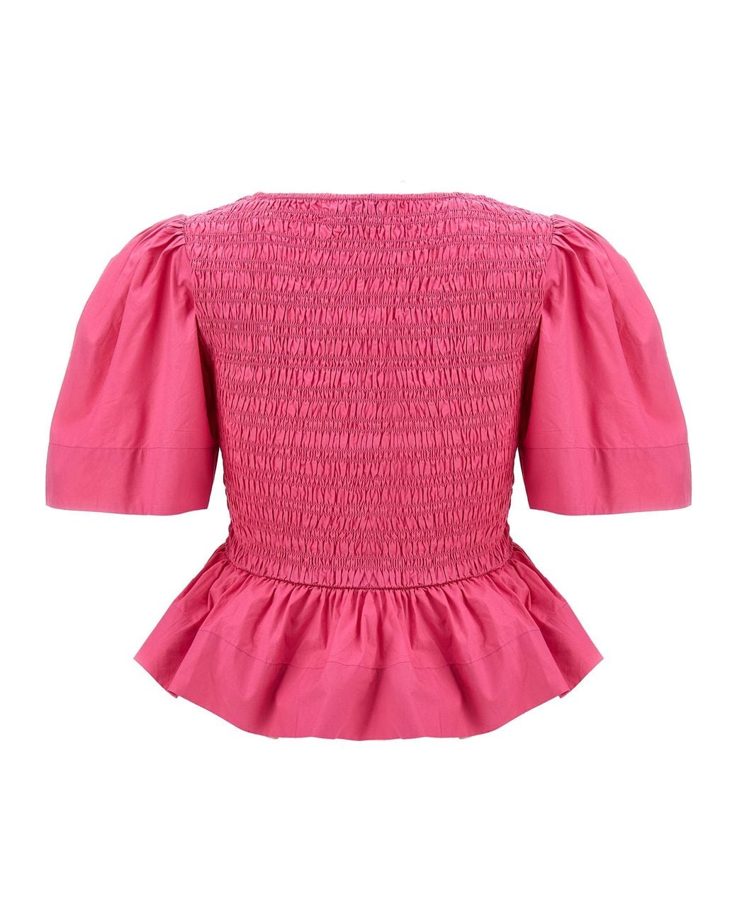 Ganni Pink Smock Stitch Top
