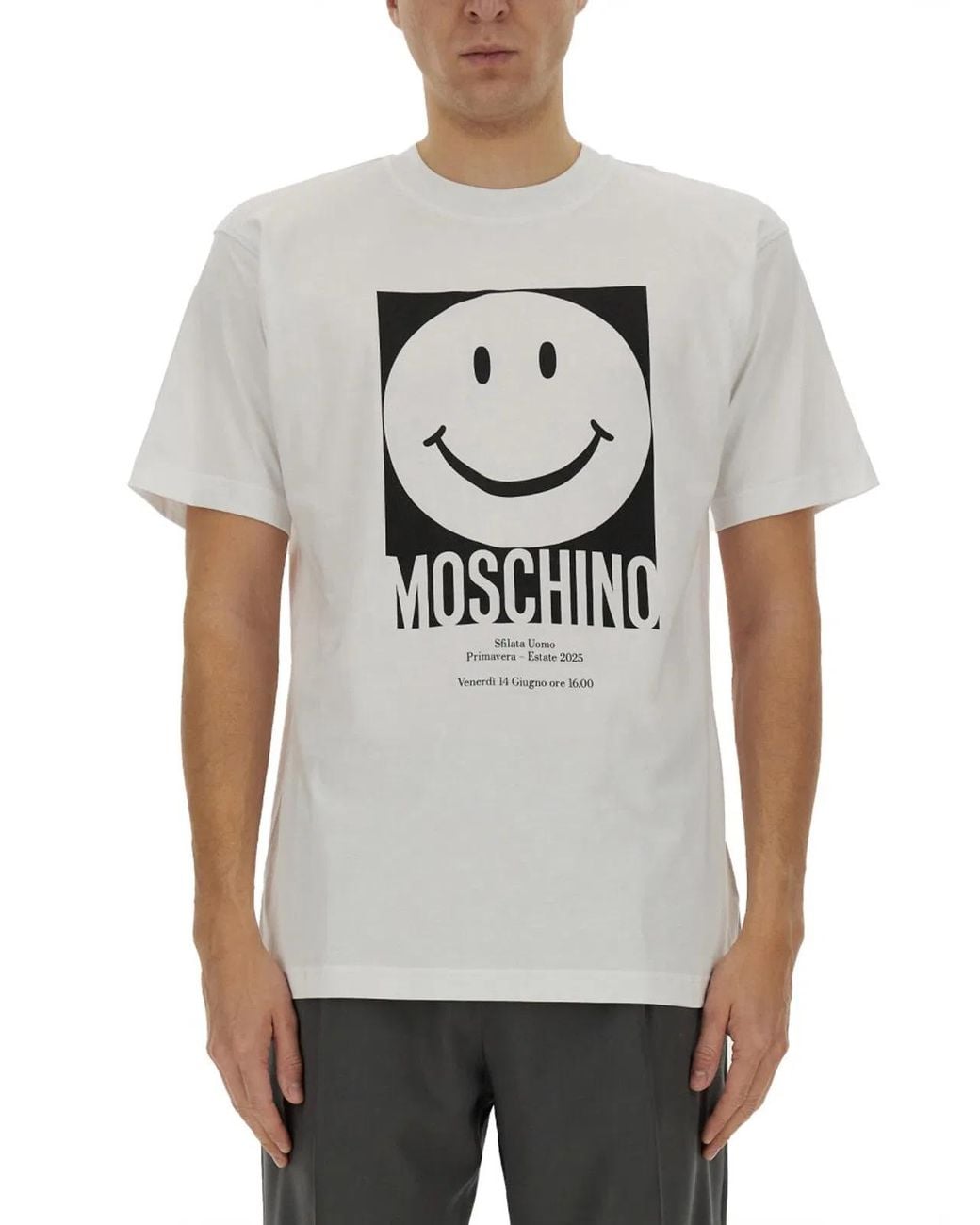 Moschino Couture Gray Logo Print Tshirt for men