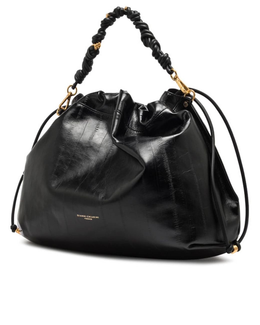 Gianni Chiarini Black Morgana Eel-Effect Leather Shoulder Bag