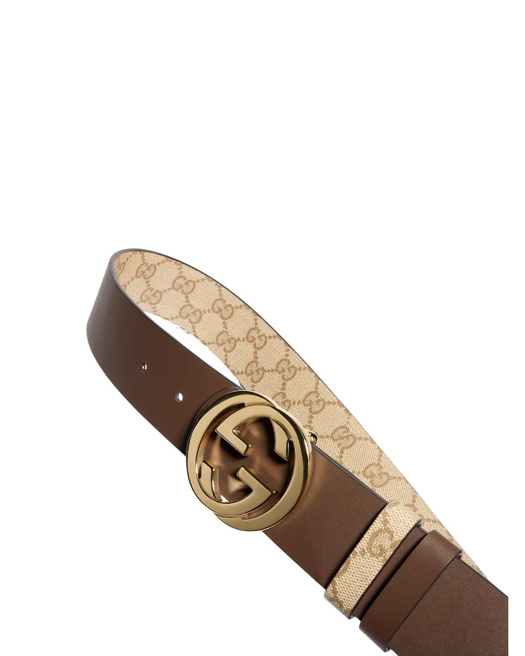 Gucci Brown Reversible Belt With Interlocking G Buckle for men