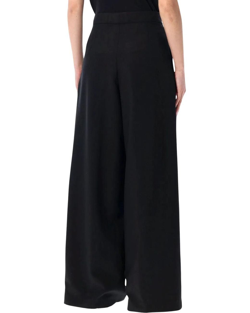 Dries Van Noten Black Wide Pleated Wool Pants