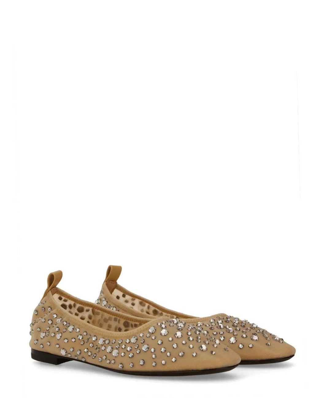 Tory Burch Natural Ballet Flats With Crystal Detail