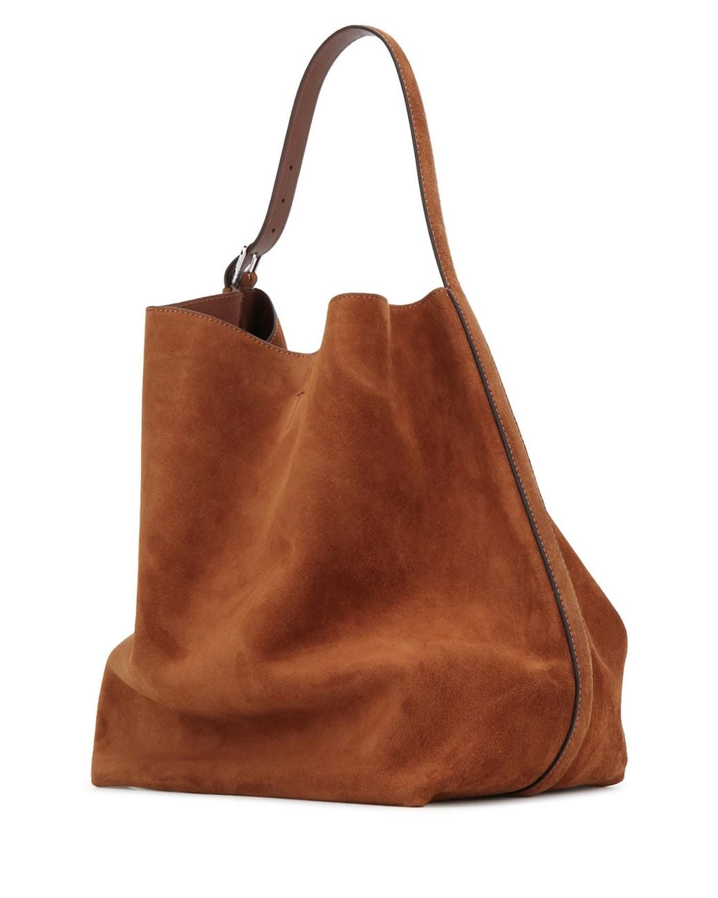 Totême Brown Belted Suede Tote