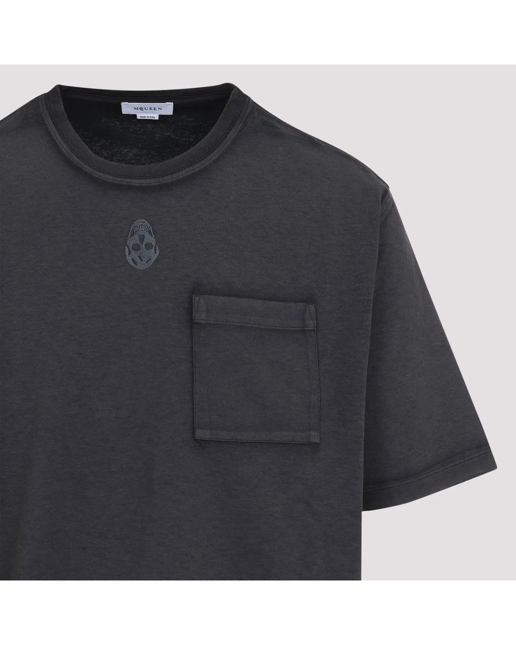 McQueen Black Two-Tone Cotton T-Shirt for men