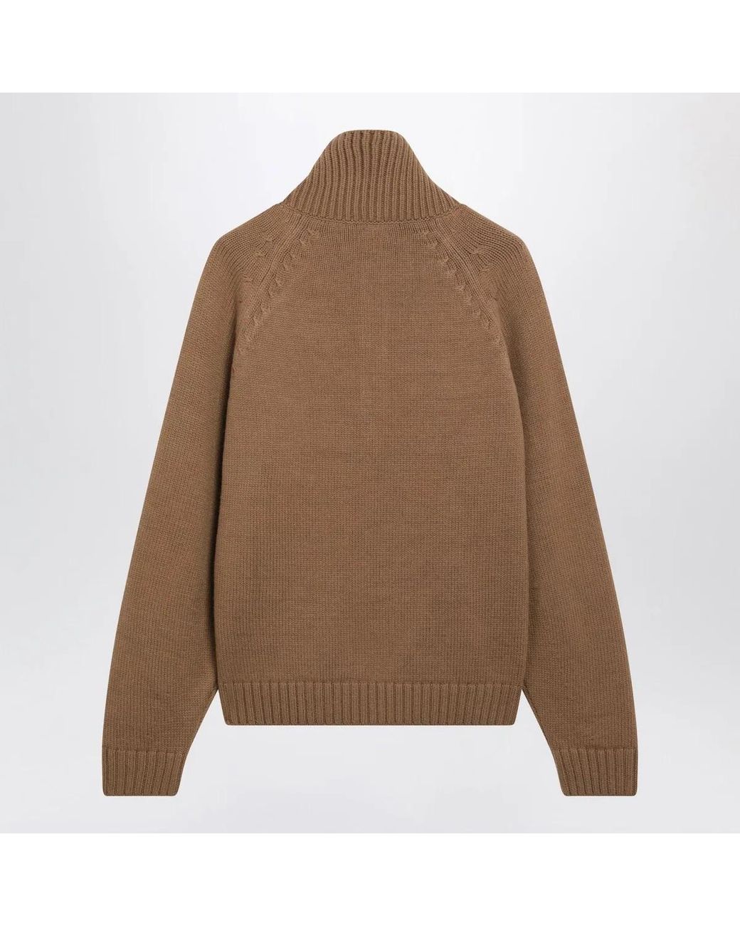 Tom Ford Brown Caramel Halfzip Wool And Cashmere Knit Sweater for men
