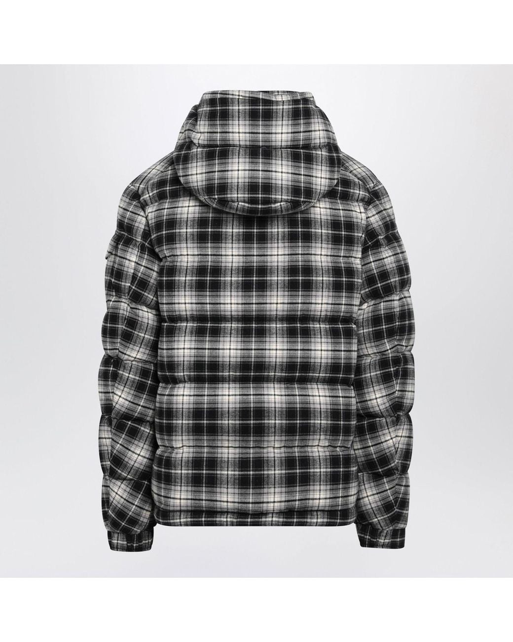 Moncler Gray Ivory Checkpattern Down Jacket for men