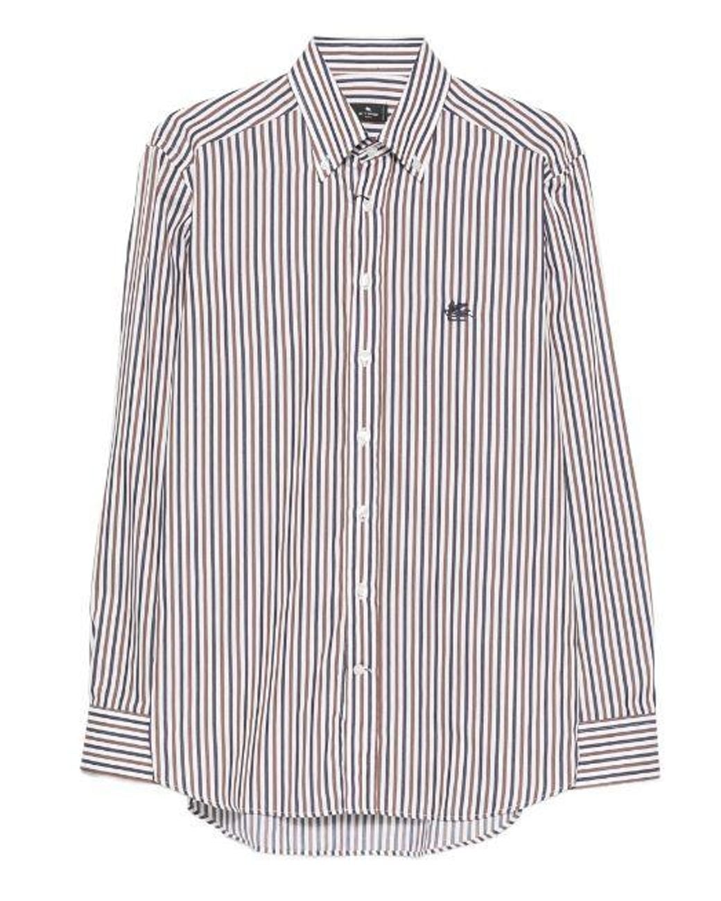 Etro White Patterned Cotton Shirt for men