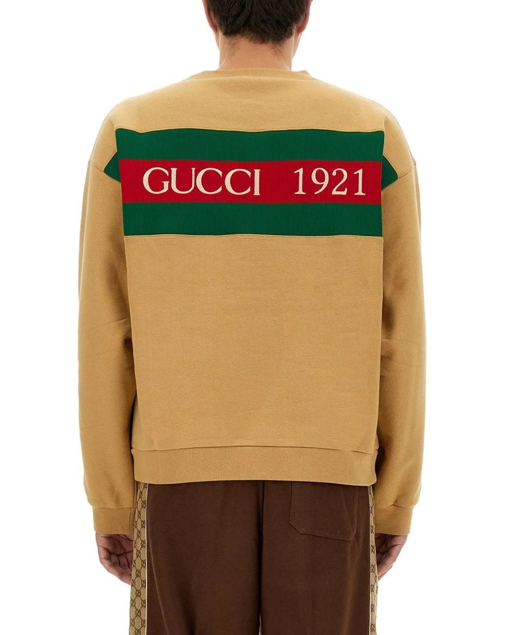 Gucci Natural Sweatshirt With Web Ribbon Cotton Sweatshirts for men