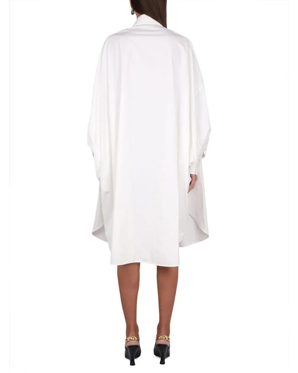 Bottega Veneta White Compact Cotton Dress With Button Closure For