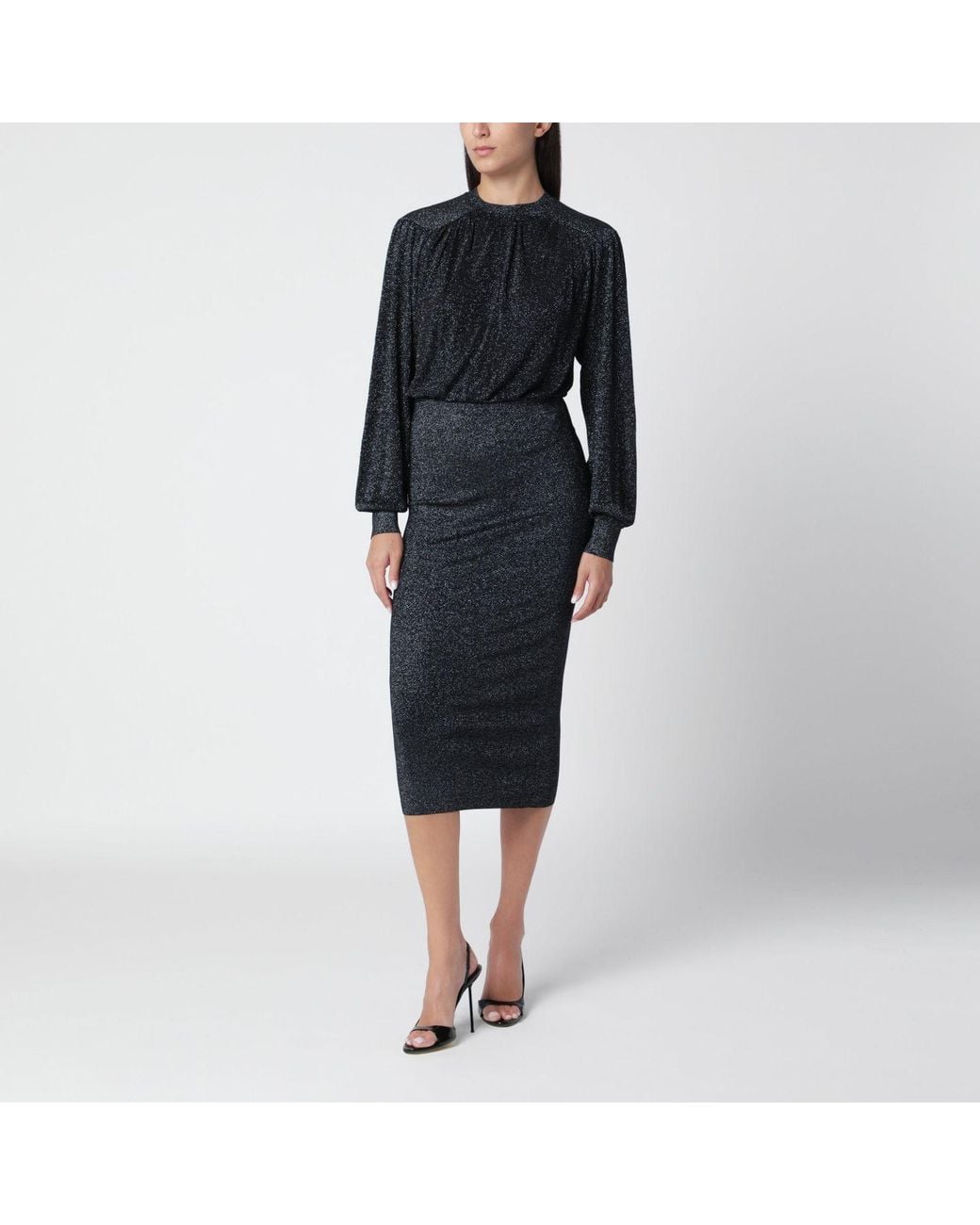 Isabel Marant Black Lurex Jersey Midi Dress