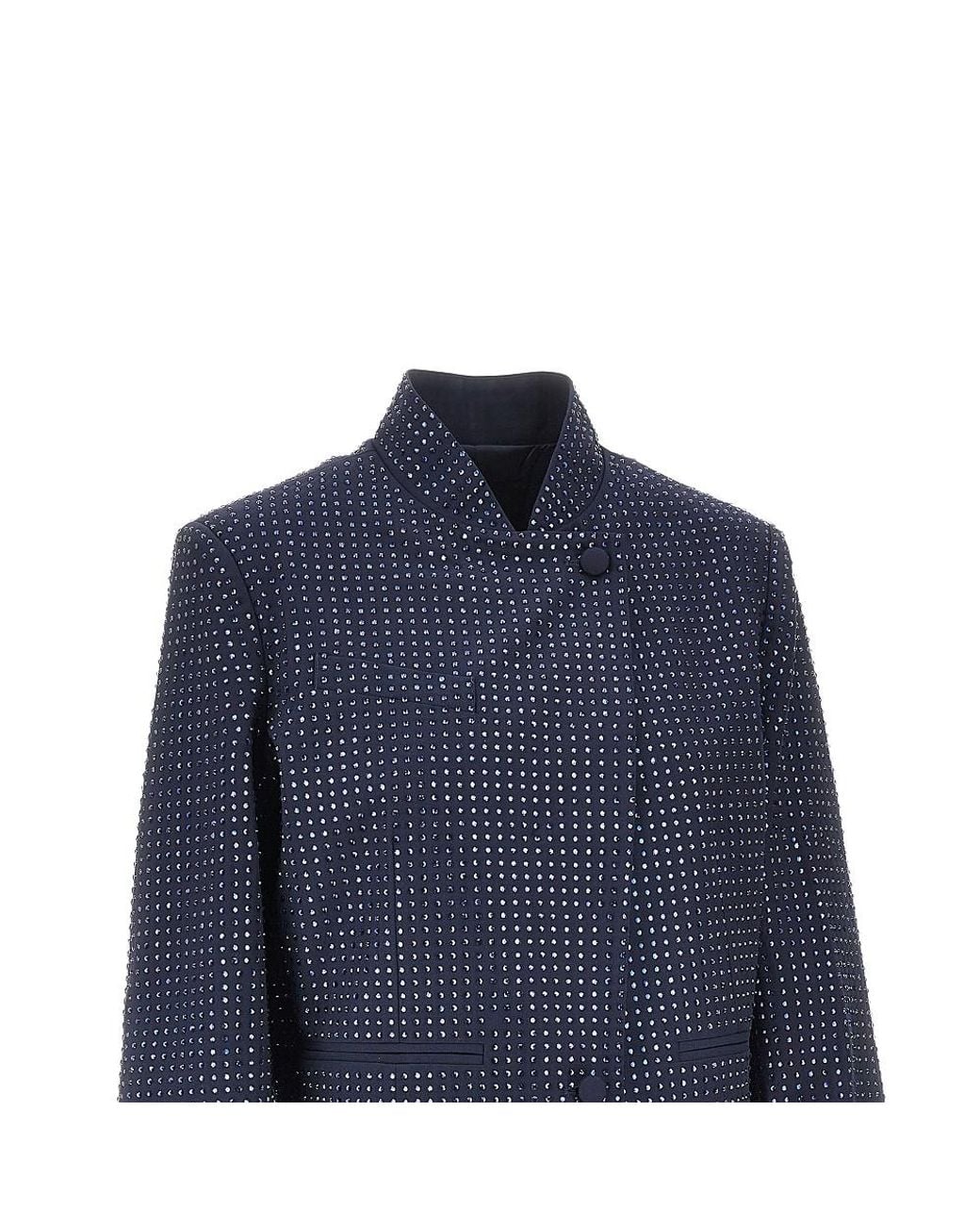 Pinko Blue Strass-Embellished Cropped Jacket