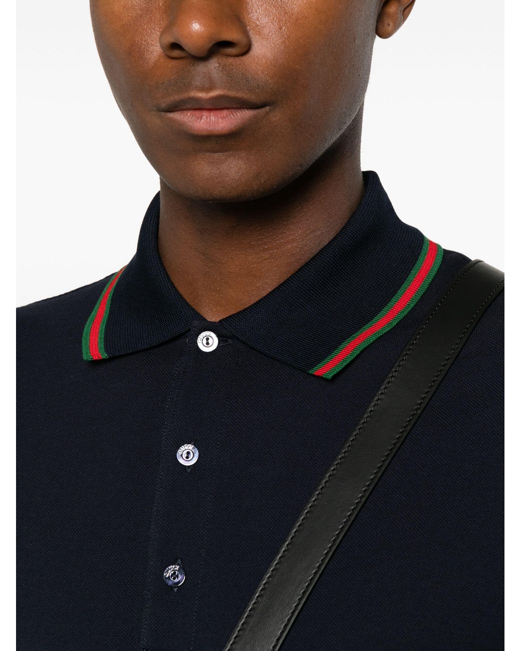 Gucci Blue Cotton Piqué Jersey Polo Shirt for men