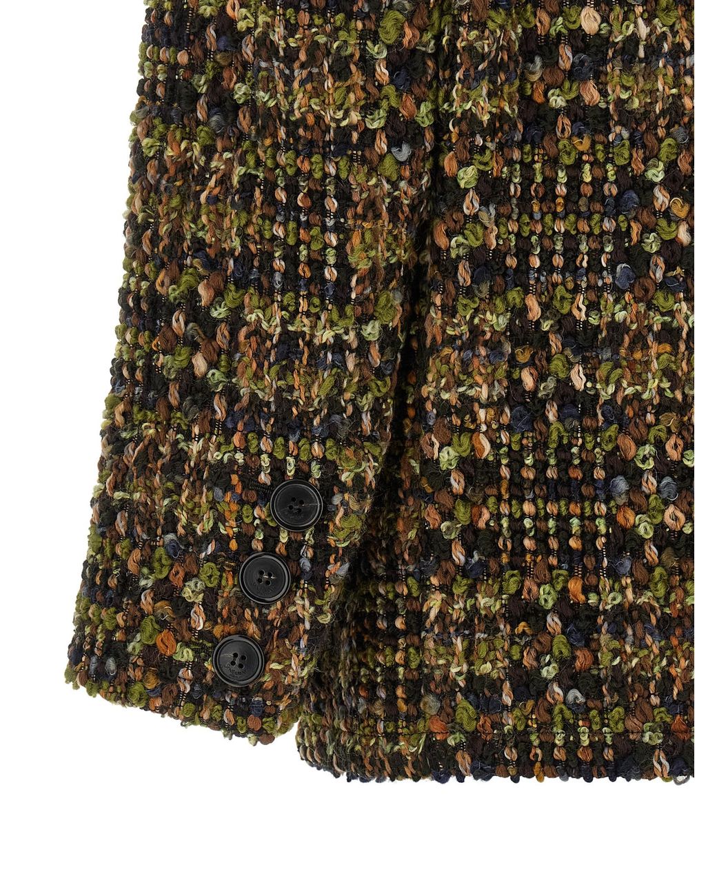 Saint Laurent Green Bouclé Tweed Blazer
