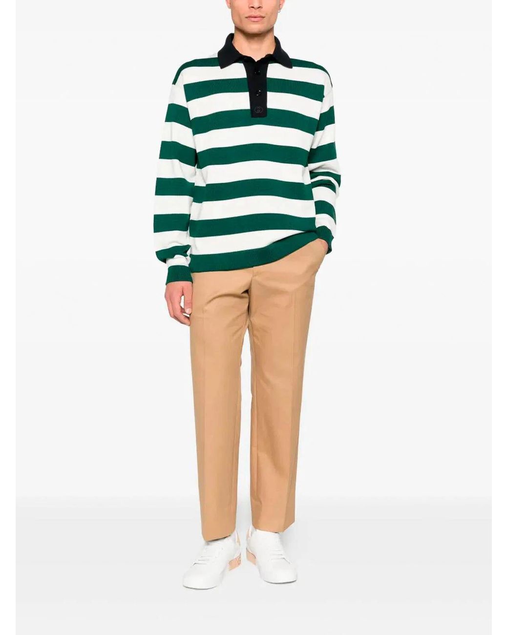 Gucci Green Long Sleeve Polo for men