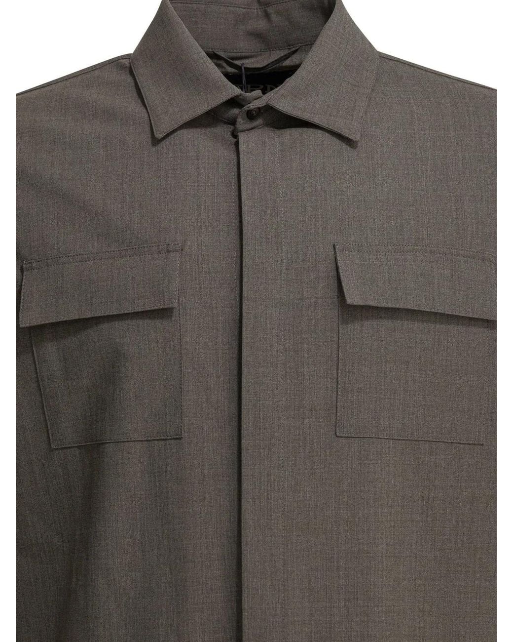 Herno Gray Virgin Wool Jacket for men