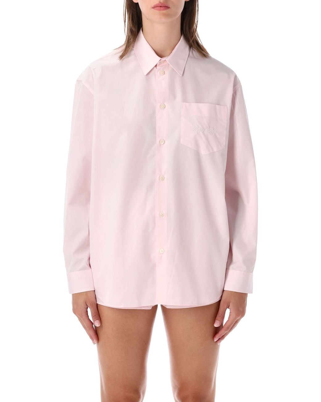 Sporty & Rich Pink Oversized Cotton Button-Up Shirt