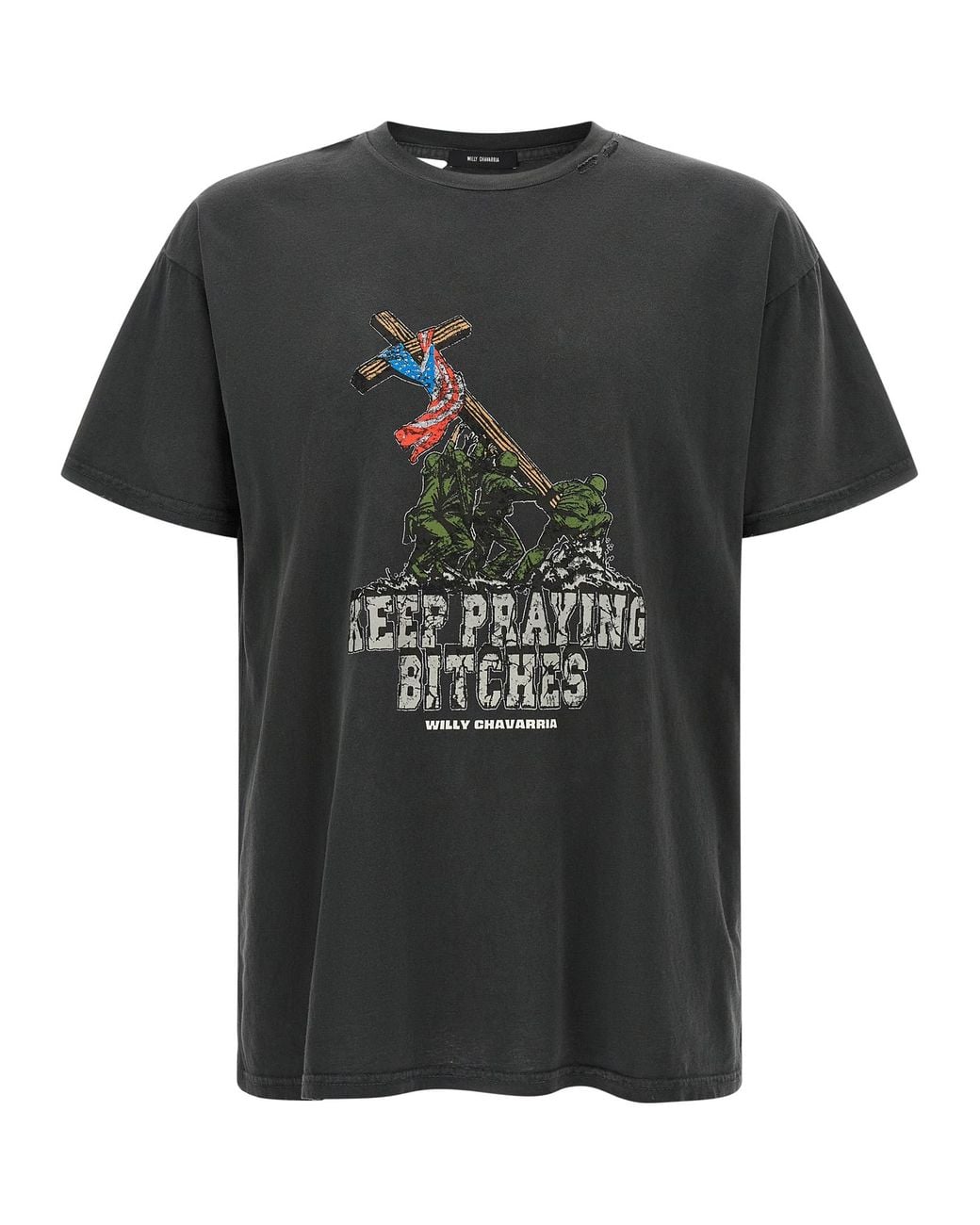 Willy Chavarria Black 'Keep Praying Bitches' T-Shirt for men