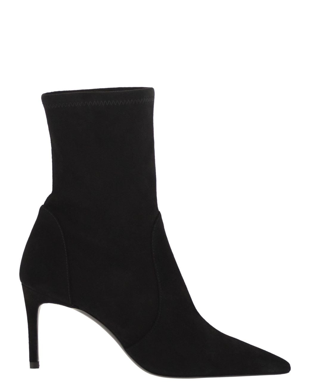 Stuart Weitzman Black Stuart Power Bootie 75 Suede Ankle Boots With Stiletto Heel