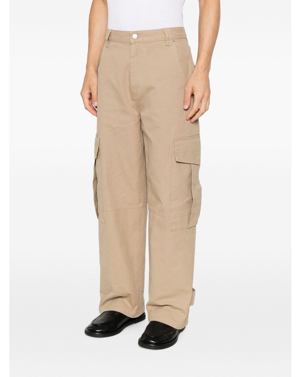 AMI White Panelled Straigh-Leg Cargo Pants for men