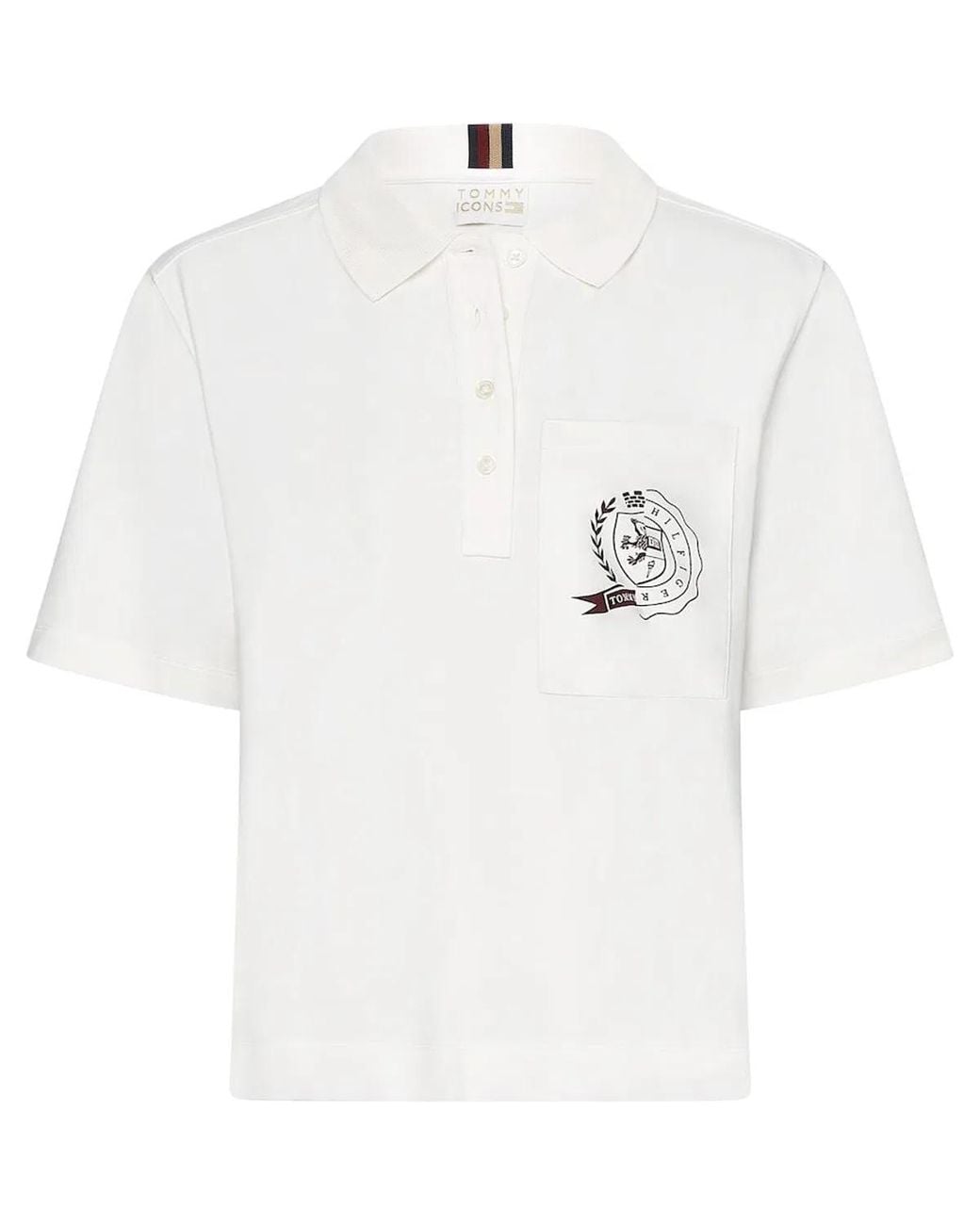 Tommy Hilfiger White Tommy Icons Logo Polo Shirt