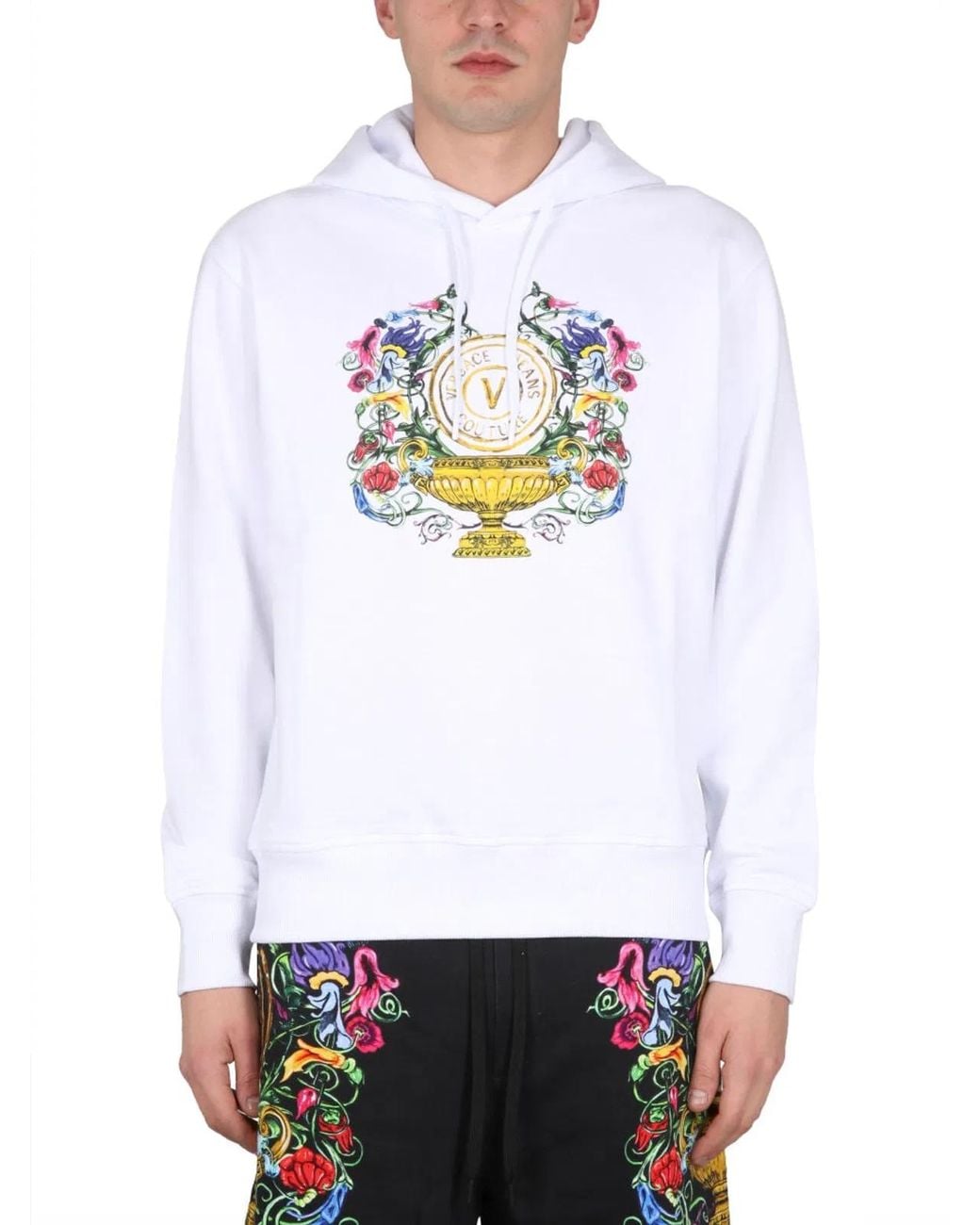 Versace Jeans Couture White Sweatshirt With Logo Print for men
