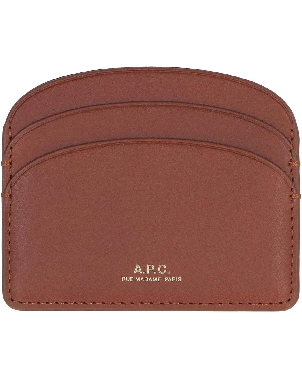 A.P.C. Purple Logo Detail Leather Card Holder Cowhide Wallets & Purses