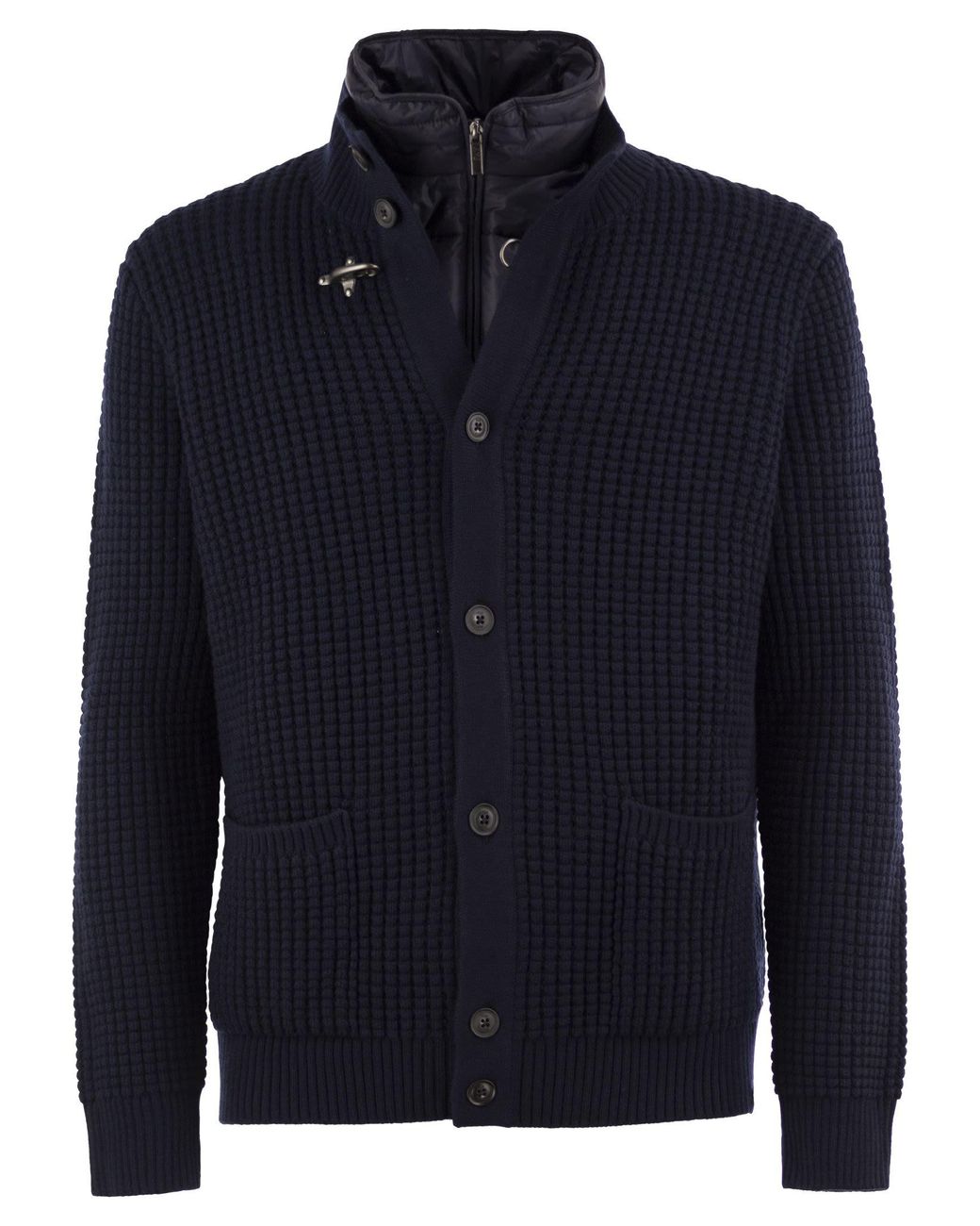 Fay Blue Wool Cardigan With Removable Padded Gilet for men