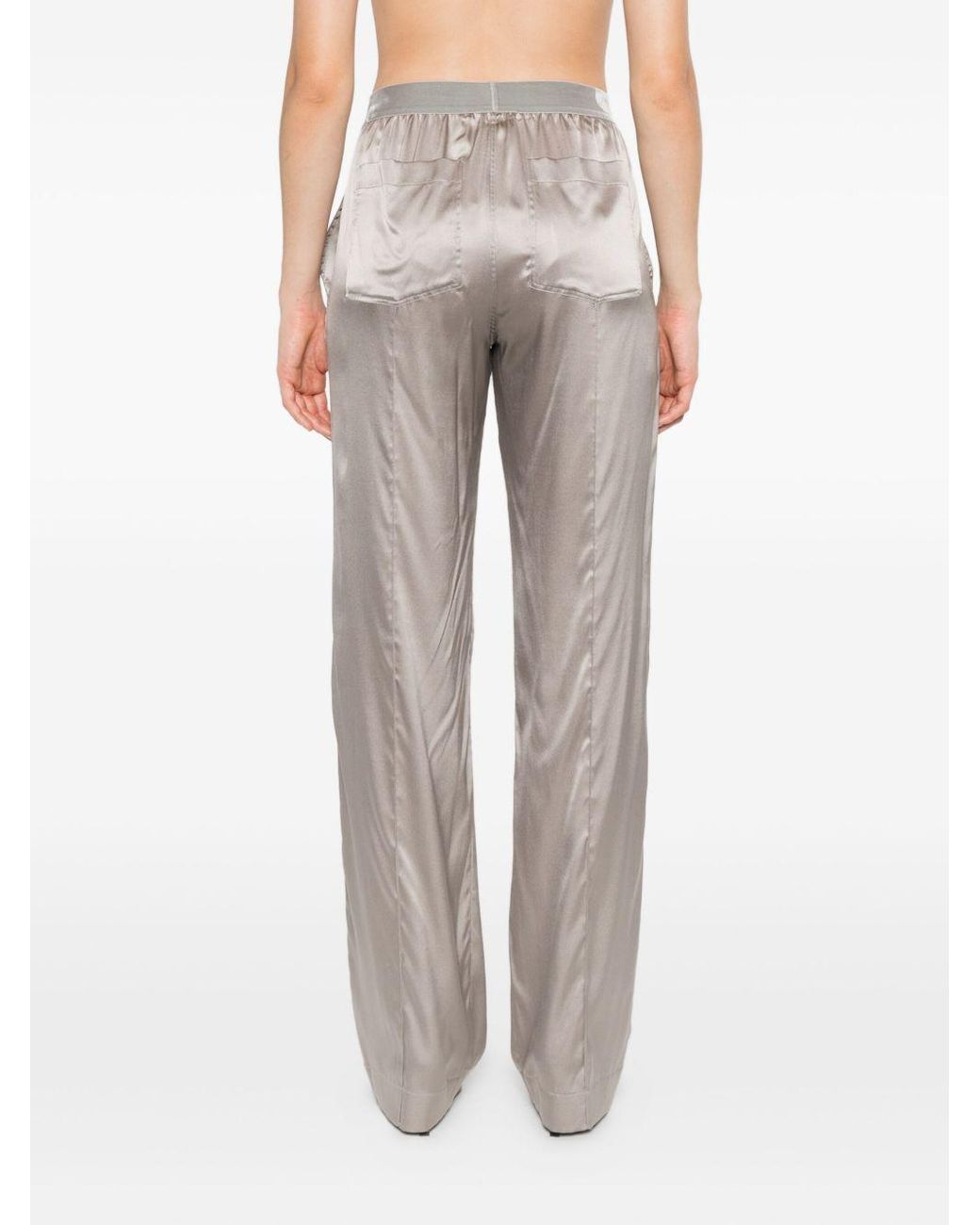 Tom Ford White Wide-Leg Trousers With Satin Finish