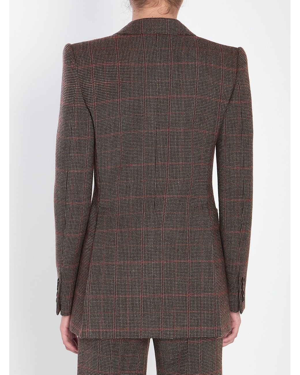 Chloé Brown Checked Wool Tailored Jacket