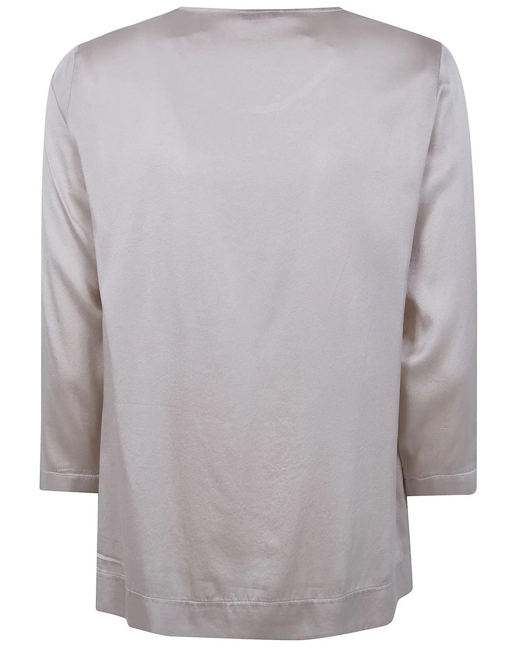 Rossopuro Gray 3/4 Sleeve Silk Blouse