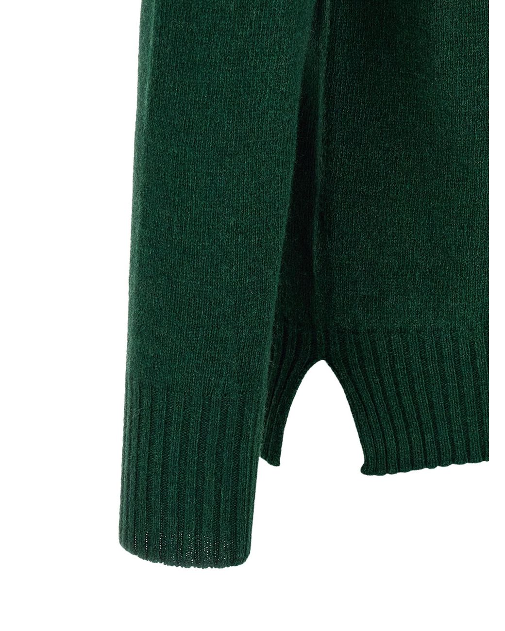 Ma'ry'ya Green Crew-Neck Sweater With Slits for men