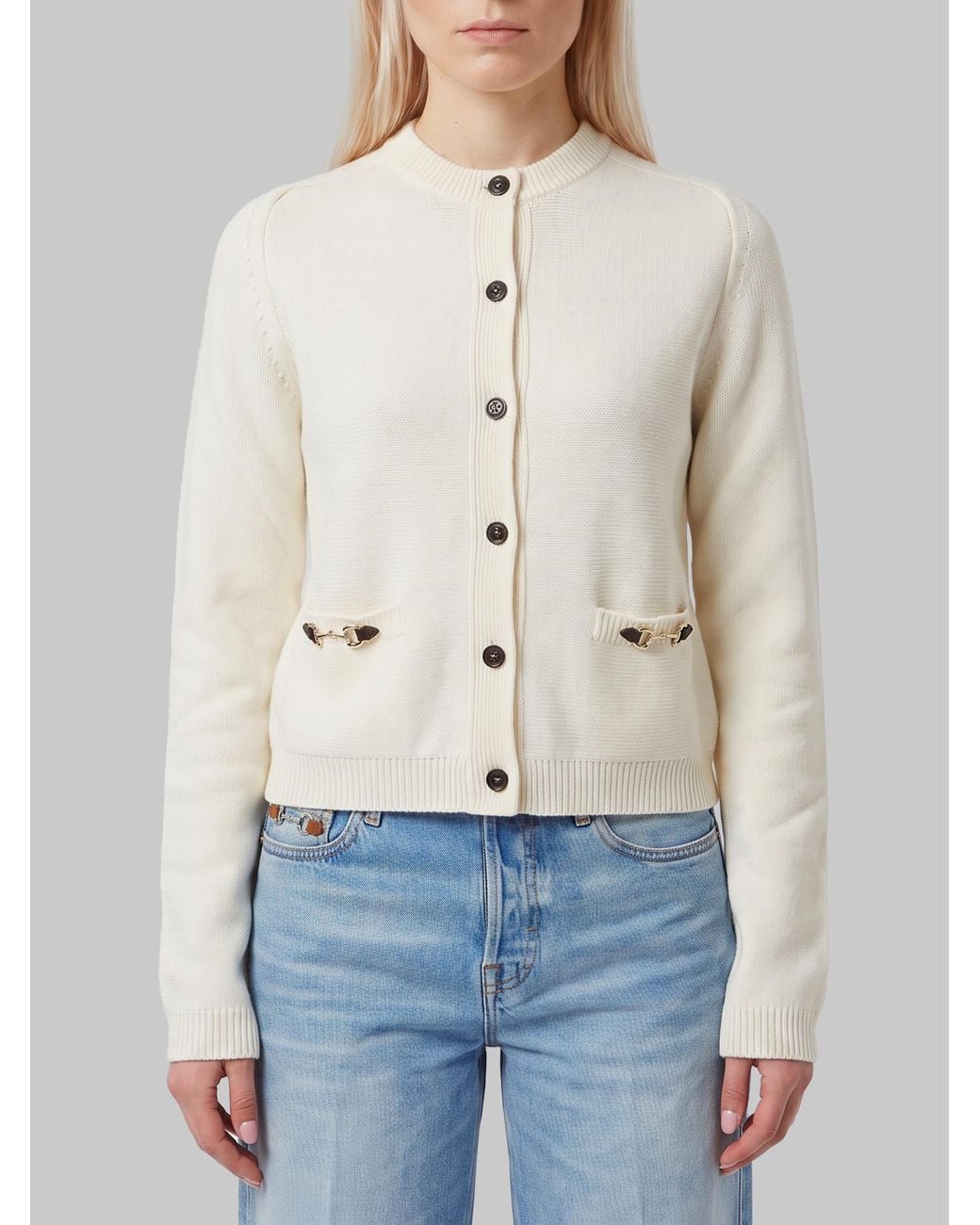 Gucci Blue Cashmere Wool Cardigan With Morsetto