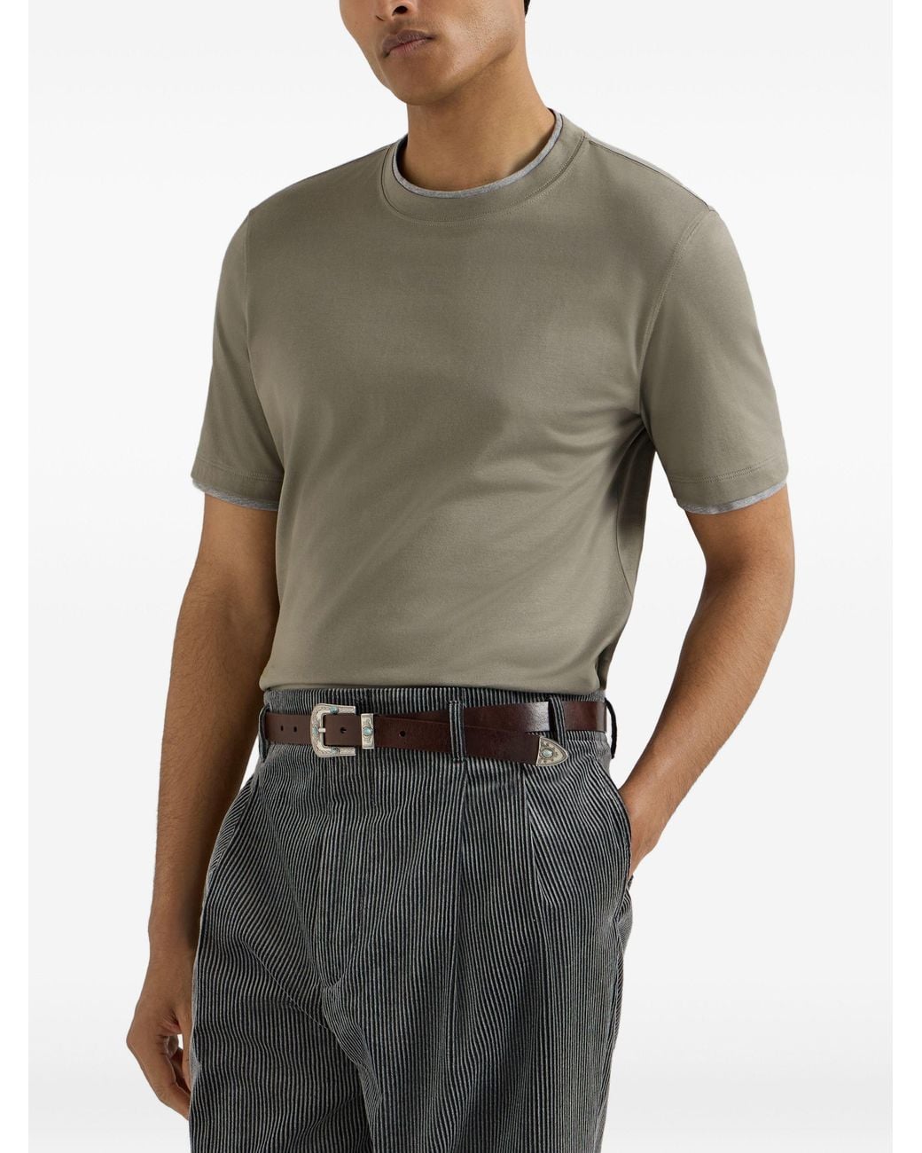 Brunello Cucinelli Gray Cotton T-Shirt for men
