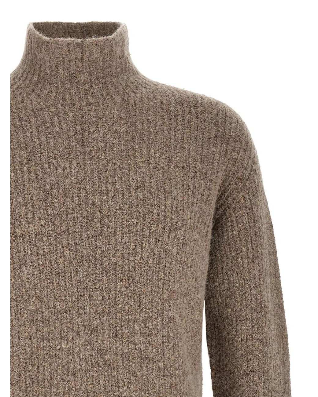 Roberto Collina Brown Ribbed Sweater for men