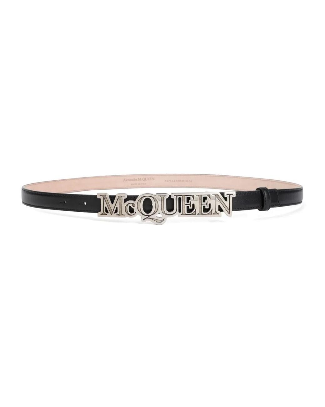 McQueen Black Leather Belt for men