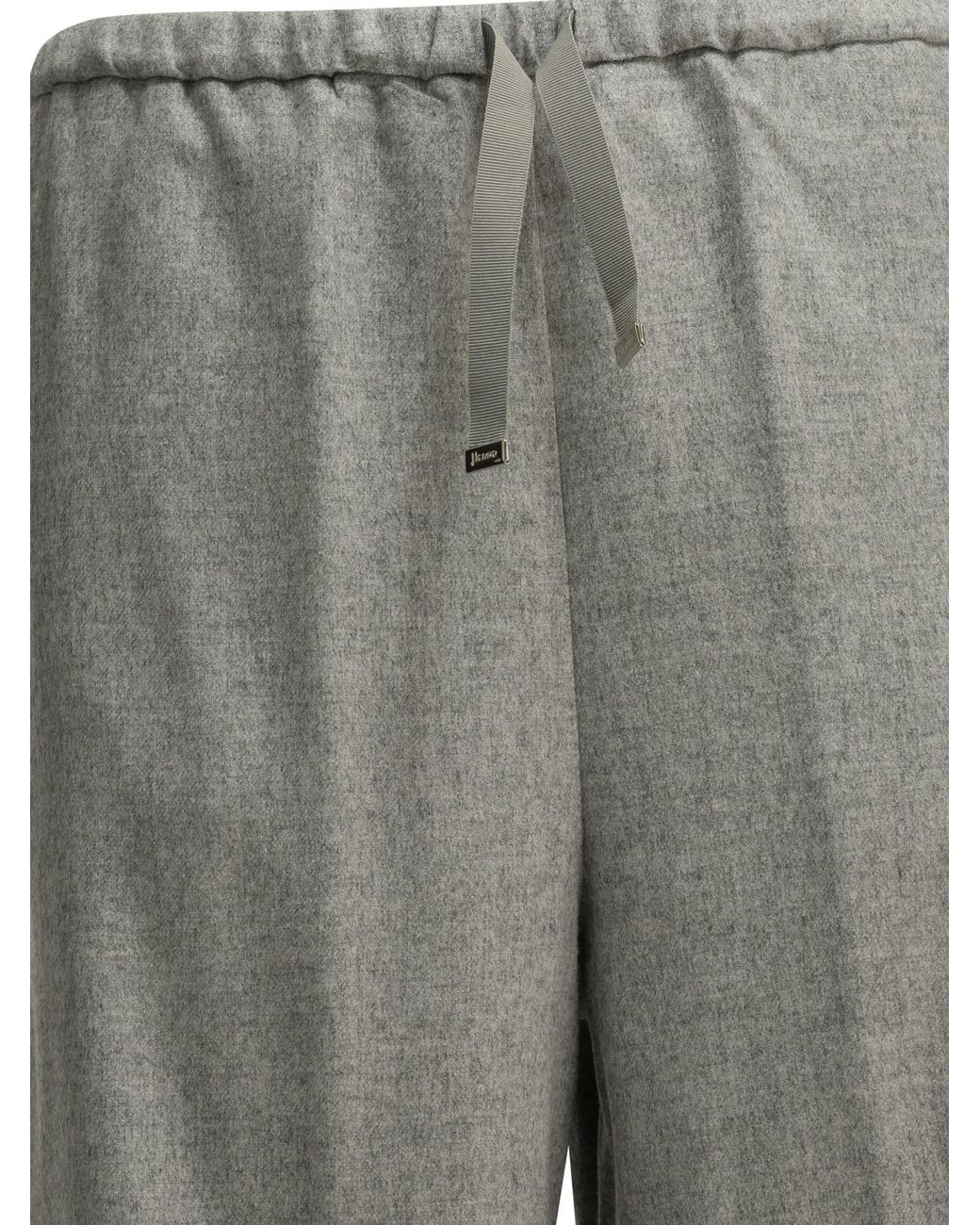 Herno Gray Casual Silk And Cashmere Pants