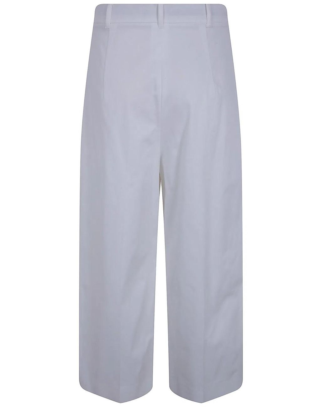Max Mara White "Tequila" Cotton Wide Leg Trousers