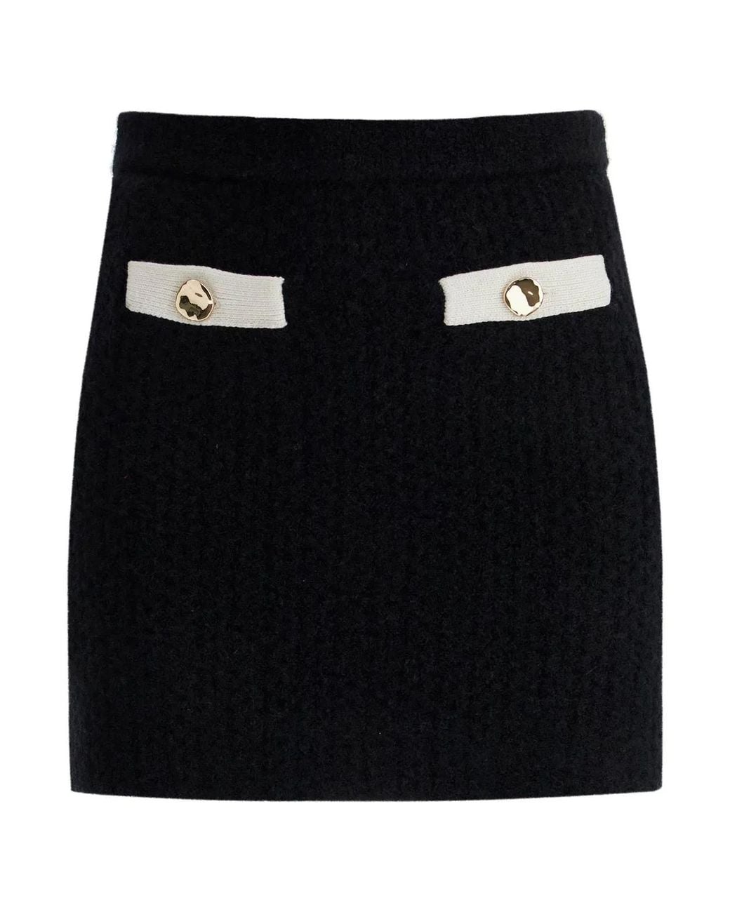 Self-Portrait Black Alpaca Knit Mini Skirt