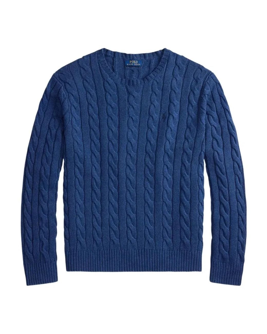 Polo Ralph Lauren Blue Cable-Knit Cotton Jumper for men
