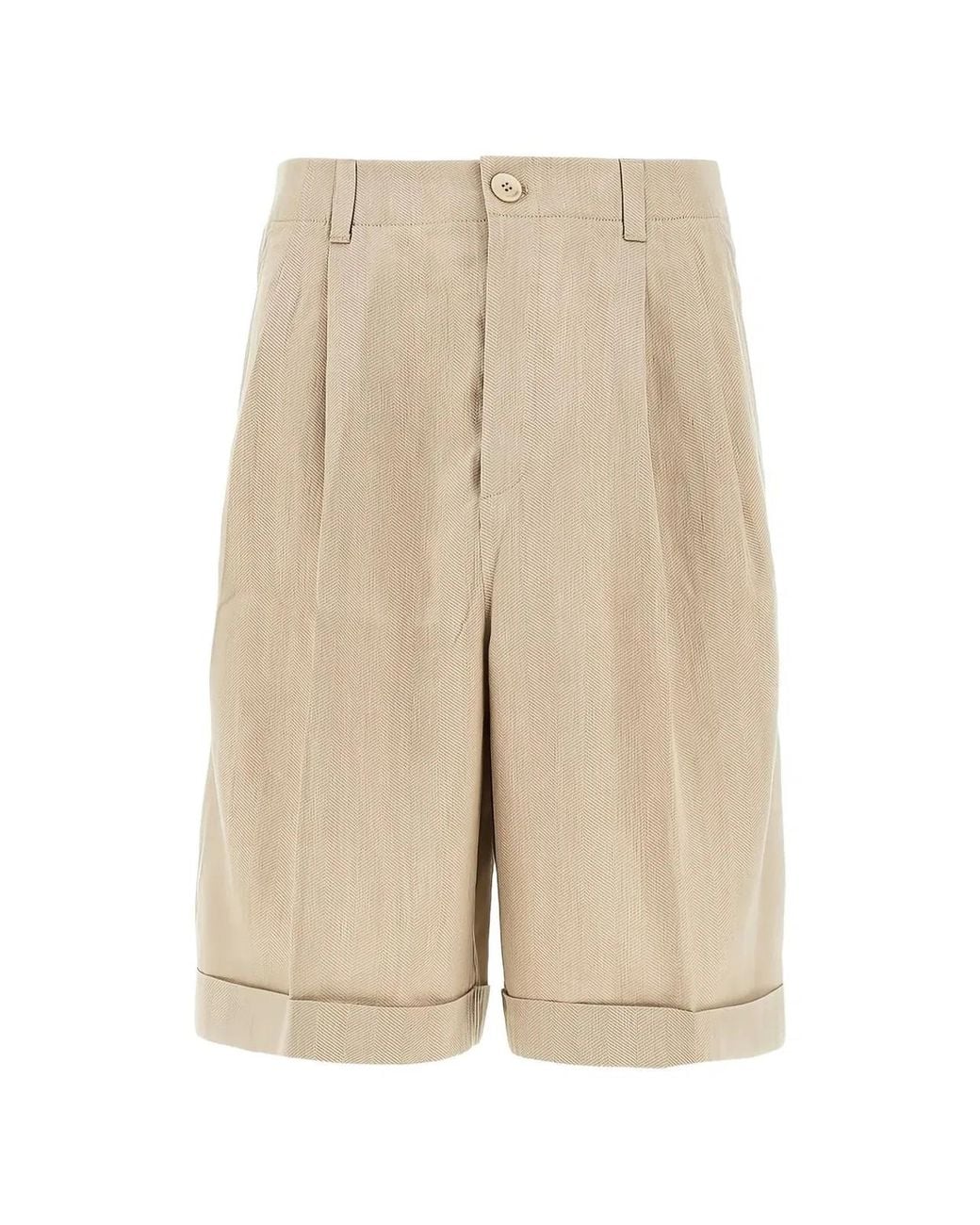Jacquemus Natural Pastro Linen Shorts for men