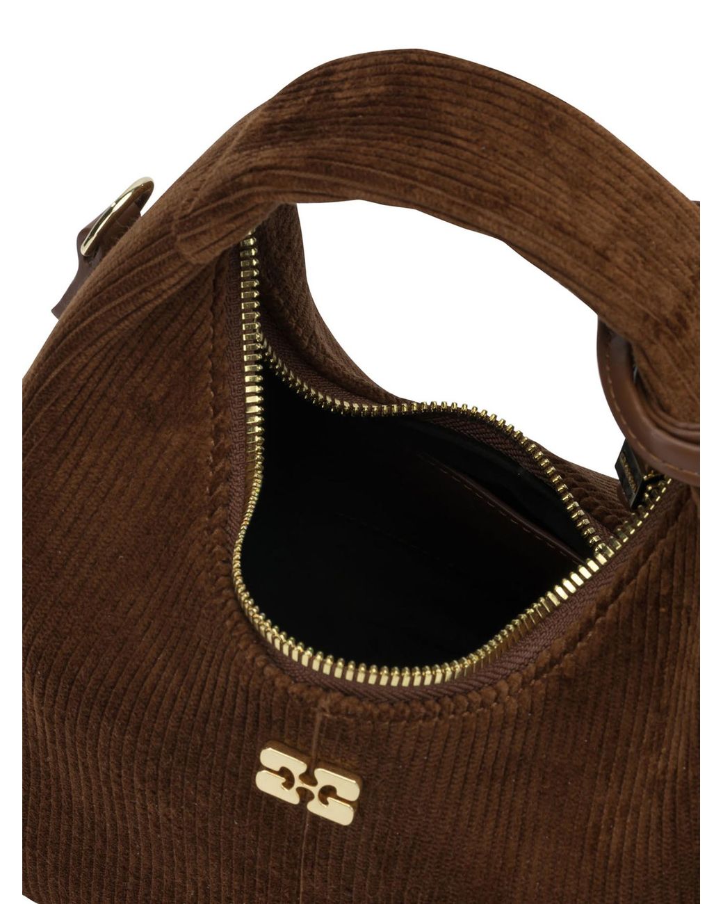 Ganni Brown "Mini Hobo Corduroy" Small Handbag