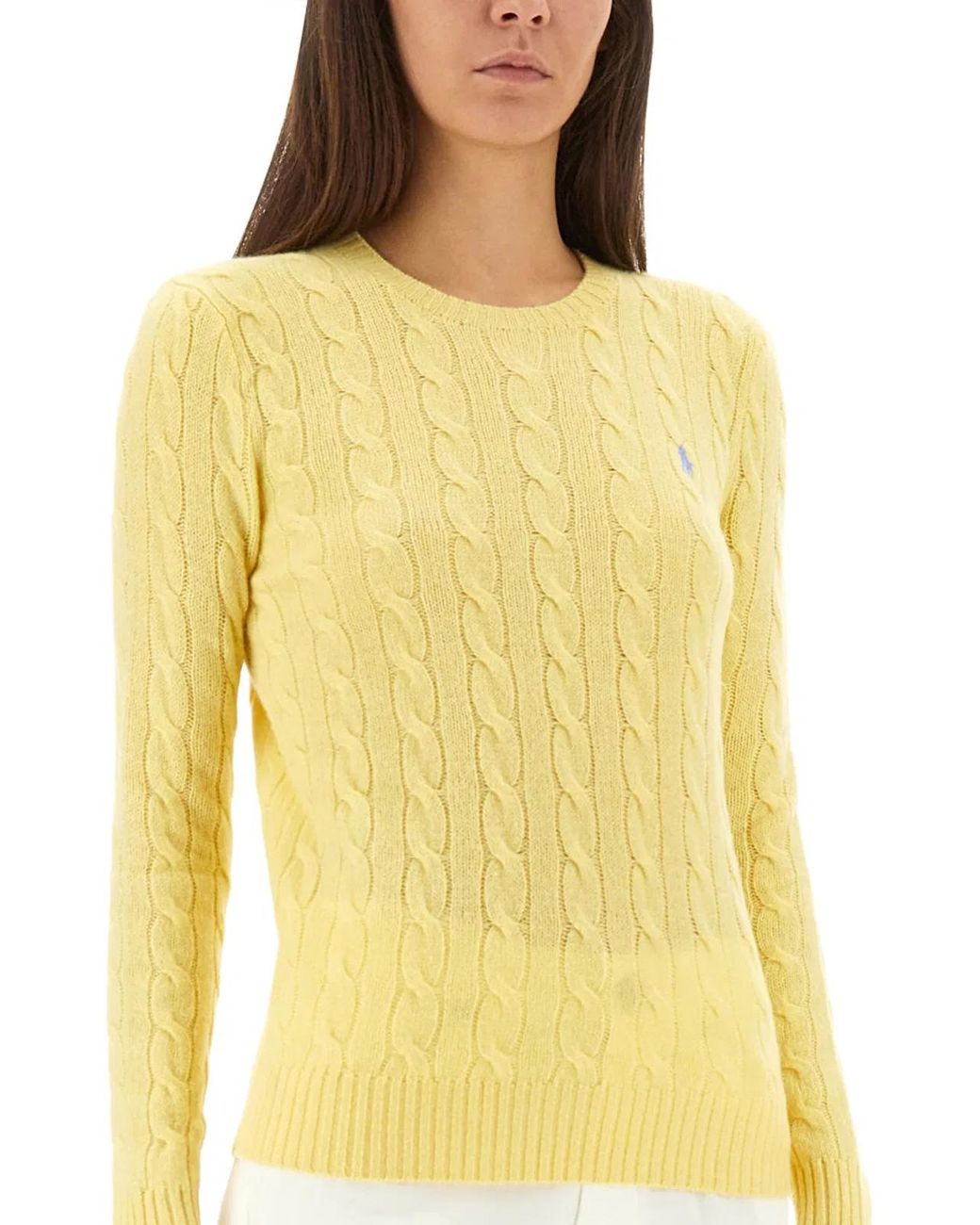 Polo Ralph Lauren Yellow Cable-Knit Sweater With Classic Round Neckline