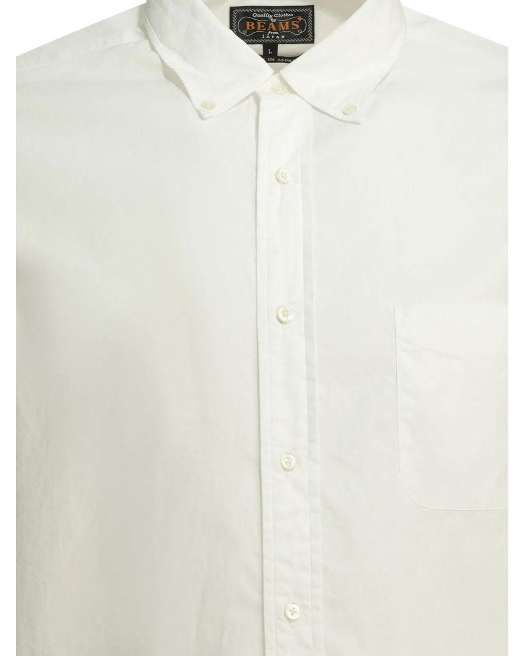 Beams Plus White B.D. Color Broad Cotton Casual Shirt for men