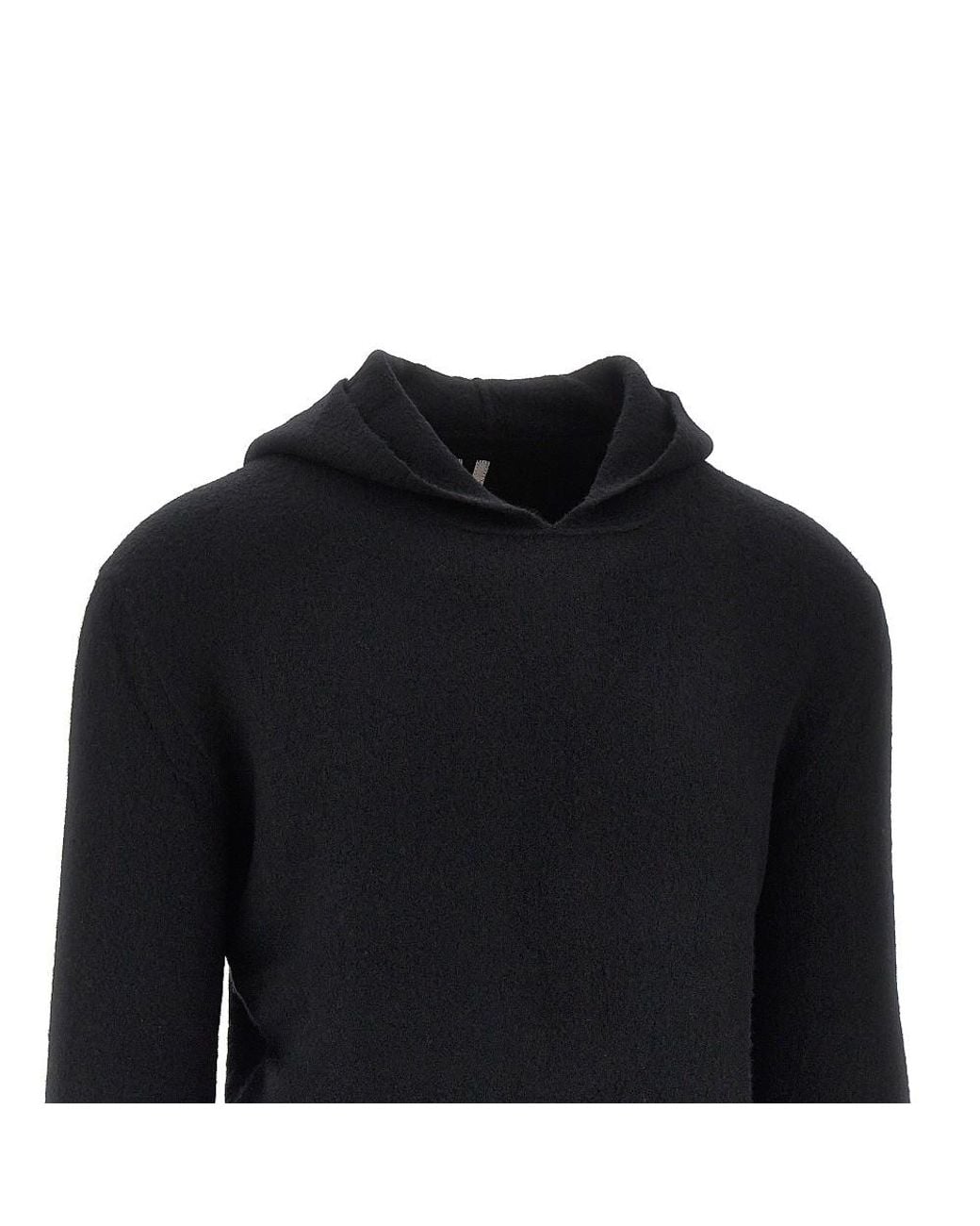 Rick Owens Black Knitted Hooded Sweater for men