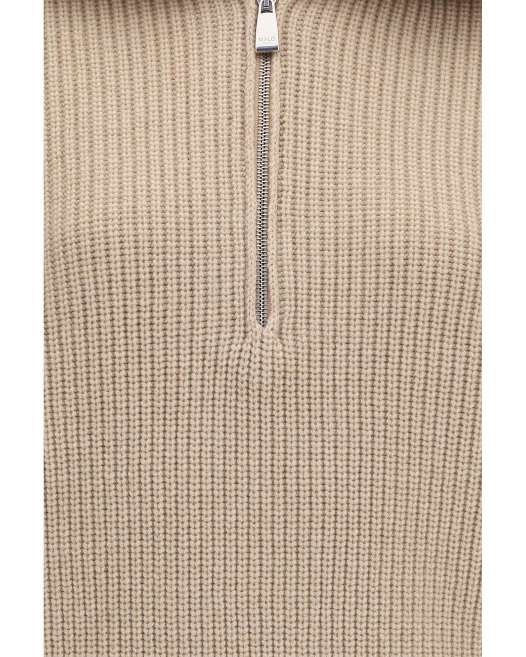 Malo Natural Cashmere High-Neck Zip Sweater Kashmir/Capra Hircus Polo Shirts